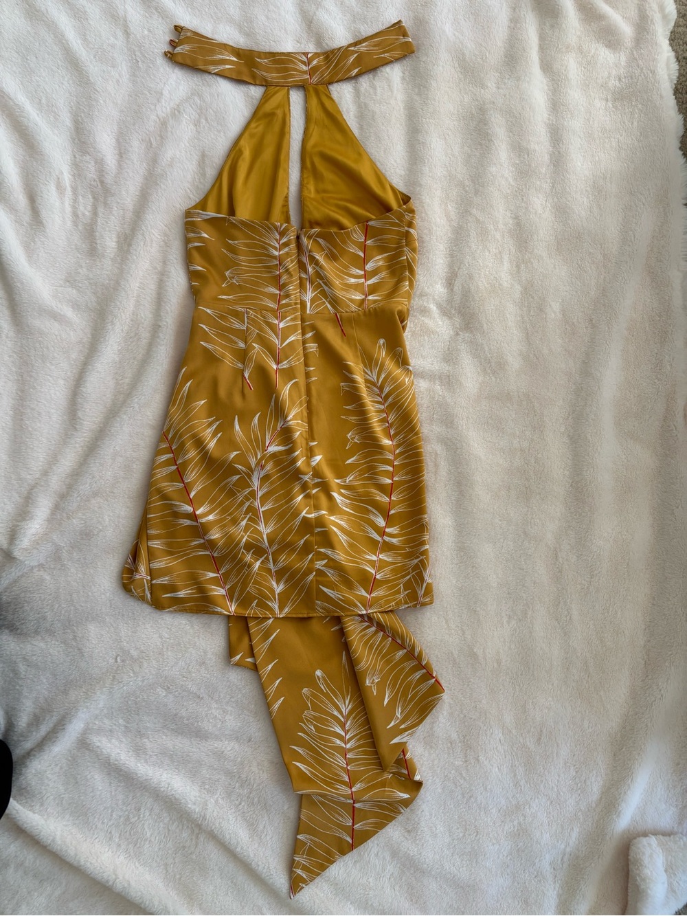 Camila Coelho Mustard Yellow Halter Mini Dress with Asymmetric Sash - Picture 10 of 11